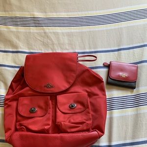 NWOT Coach backpack and wallet